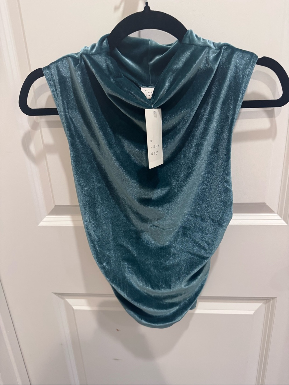 Target Teal Shimmery Cowl Neck Sleeveless Top